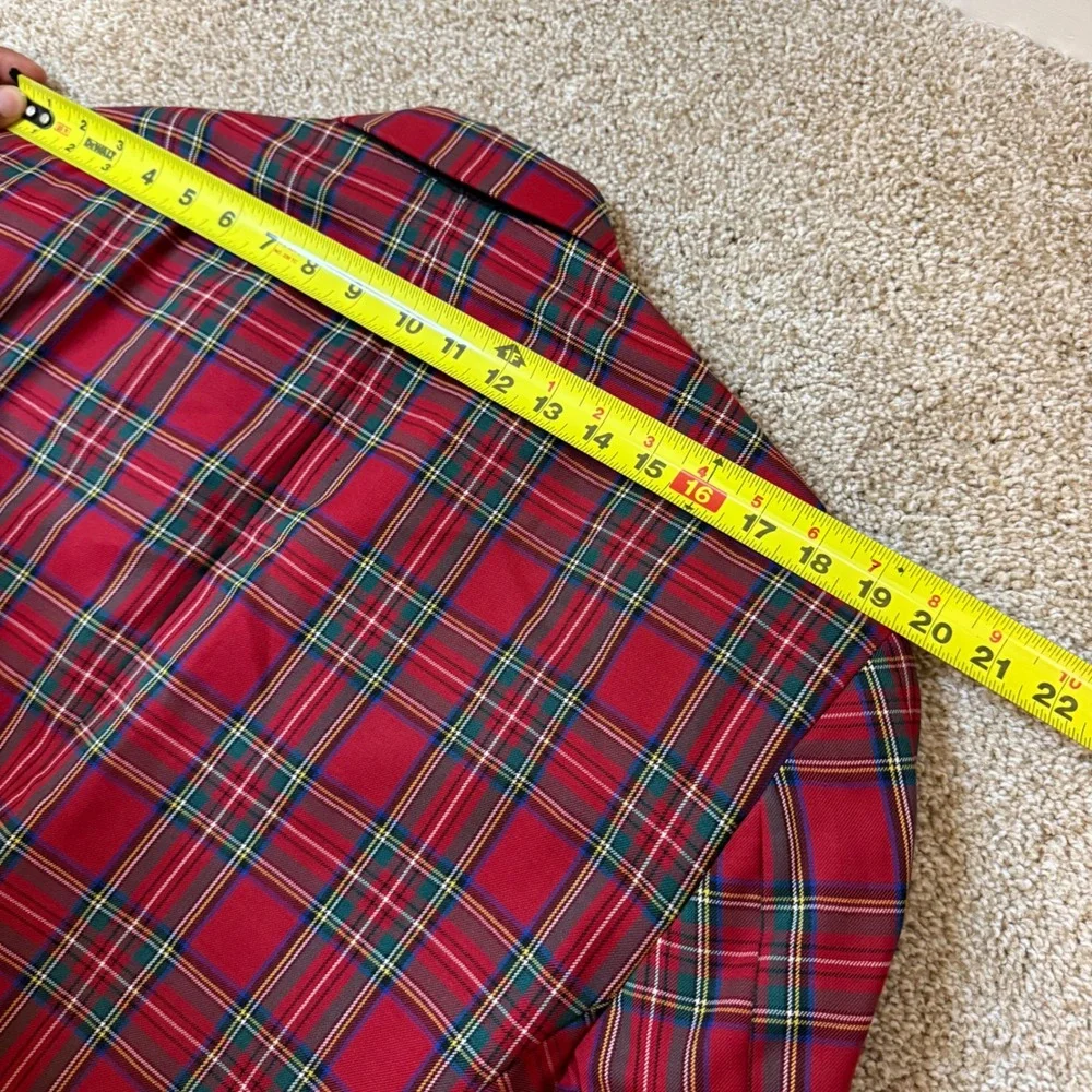 Jos. A. Bank Dinner Jacket Men 42S Red Plaid Wool Tuxedo Blazer Satin Peak Lapel